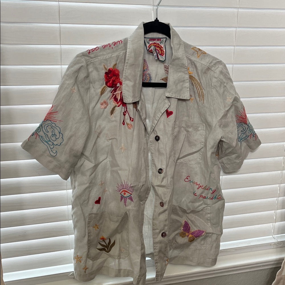 Johnny Was Floral Embroidered Shirt *rare